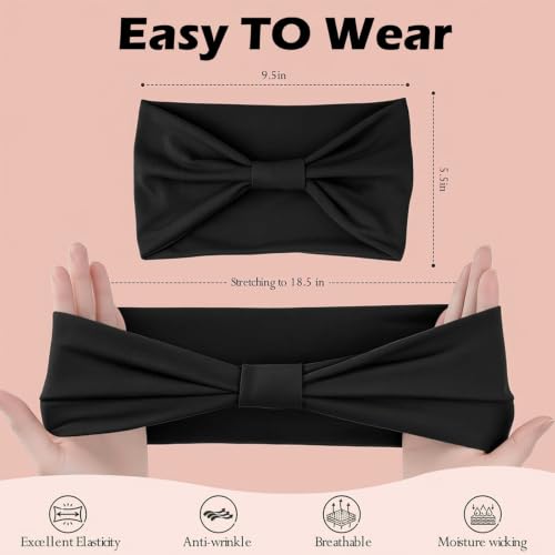 6 Pack Wide Non-Slip Headbands for Women - Gray, Burgundy, Green, Black, Brown, Navy