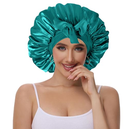 Double Layer Silk Bonnet with Tie for Curly Hair Protection