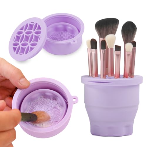 Portable Makeup Brush Cleaner Mat & Organizer - 2-in-1 Silicone Holder