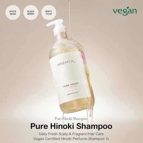 NINEMILA Hinoki Shampoo White Musk - Vegan, Organic, 1000ml