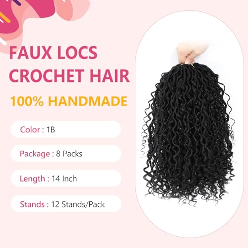 Goddess Faux Locs Crochet Hair 14 Inch - Pre-Looped Boho Synthetic Braids