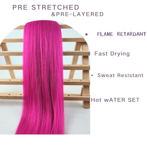 Leticia Magenta Pink Pre-Stretched Braiding Hair 26 Inch | 6 Bundles