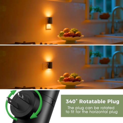 L LOHAS LED Amber Night Light - Dimmable, Rotatable, Plug-in, 2-Pack