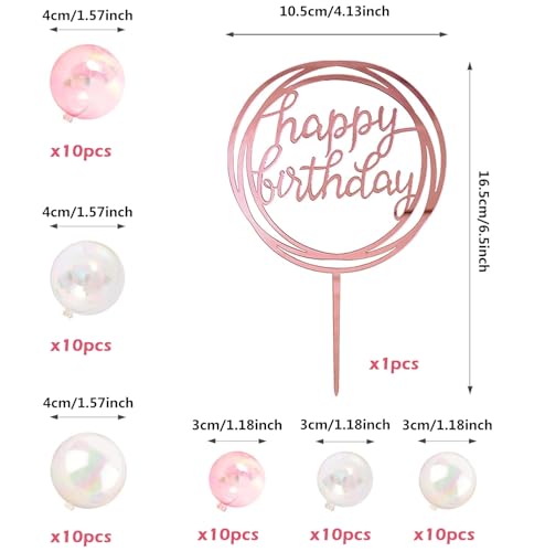 61PCS Bubble Ball Cake Toppers for Birthday & Wedding Decor