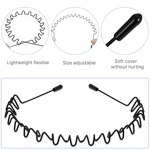 2 Pack Non-Slip Metal Hair Bands for Men & Women - Wave Design