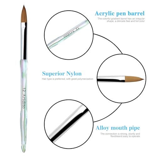 Professional Acrylic Nail Brush Set - 3pcs, Sizes 8/12/14