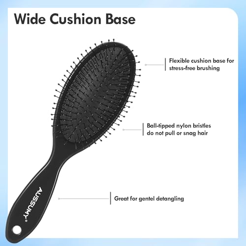 Aussumy 4 Pack Detangling Hair Brushes with Soft Bristles - Colorful Set for Wet & Dry Hair