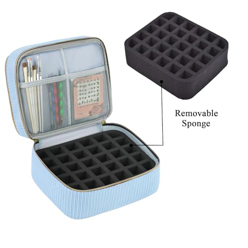 Double-Layer Nail Polish Organizer Case - 30 Bottle Holder Bag (Blue)