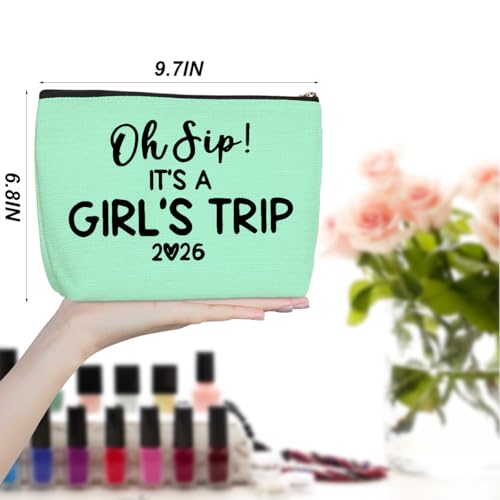 4-Piece Girls Trip Makeup Bag Set - Canvas Travel Toiletry Organizer Pouch