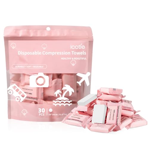 30 Pcs Compressed Cotton Towels for Travel & Outdoor Use