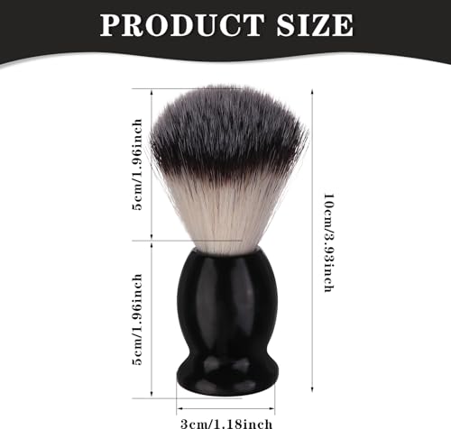 7Pcs Black Nylon Shaving Brush Set for Men - Wooden Handle Grooming Tools