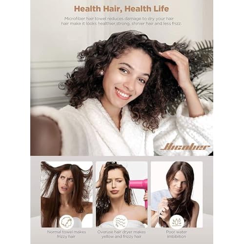 Hicober Microfiber Hair Towel Wrap, Fast Drying Hair Towels for Women, Soft Lightweight Quick Dry Turban for Curly & Long Hair?3 Pack(Blue/Grey/Pink)
