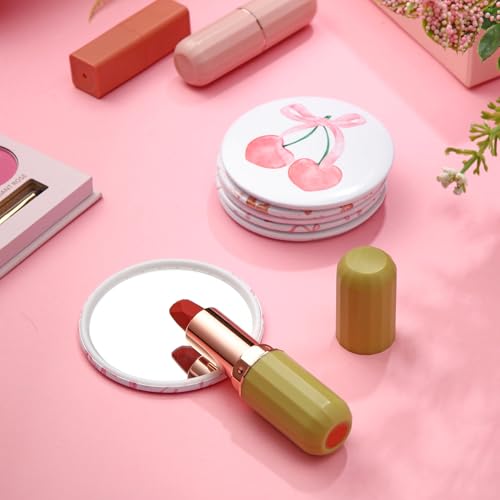 48 Pcs Pink Bow Mini Pocket Makeup Mirrors - Compact & Stylish