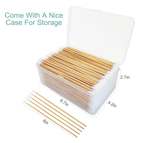 Garrelett 500 pcs Long Cotton Swabs 6 Inch Reusable Wooden Tips for Gun & Detail Cleaning