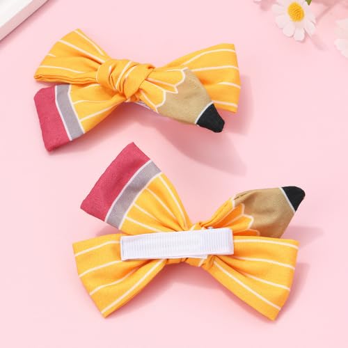 Cute Yellow Striped Pencil Hair Bows Clips - 2 PCS