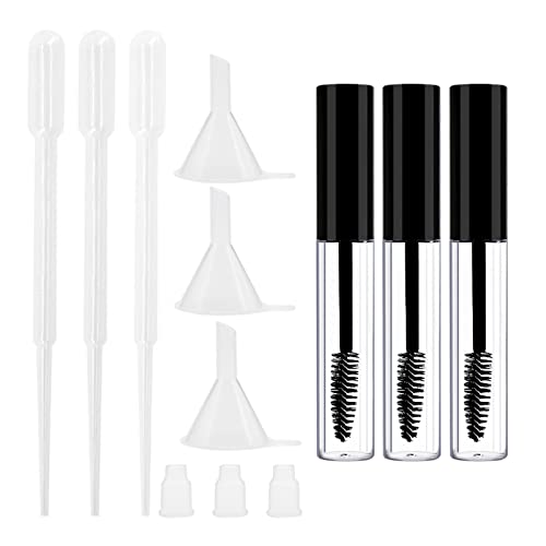 3 Pack 10ml Empty Mascara Tube with Wand & Funnels for Oil