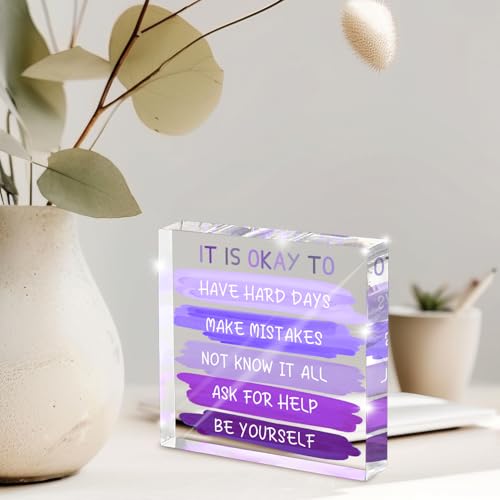 Purple Acrylic Desk Sign - 'It Is Okay To...' Affirmation Decor