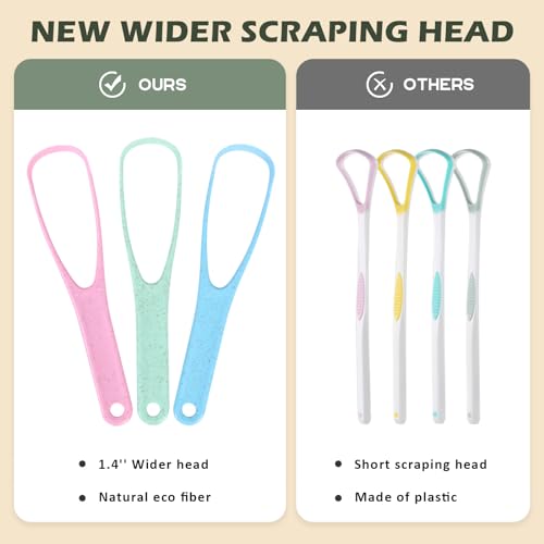 Natural Fiber Tongue Scraper - BPA Free, 3 Pack for Oral Care