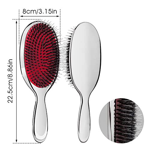 Anti-Static Paddle Hair Brush for Detangling & Hair Care - Silver