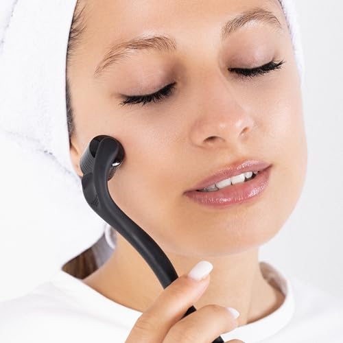 Dremenester Jetblack 5 Derma Roller for Body Hair & Skin, Titanium Microneedling Tool
