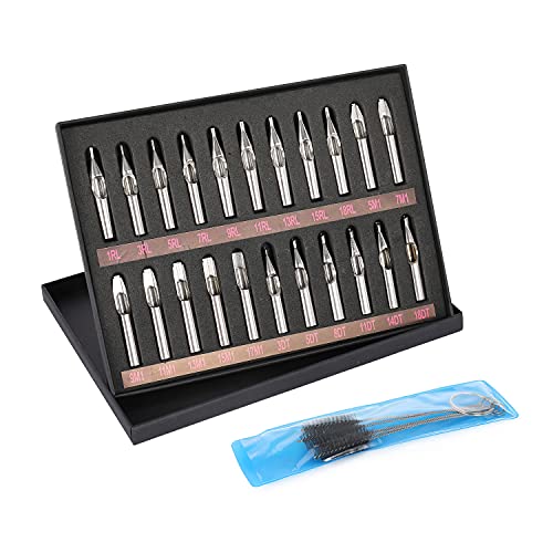 Generic Tattoo Stainless Steel Tip Set,22pcs Tips Set Round Diamond