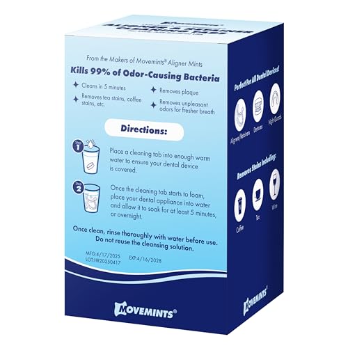 Movemints Aligner & Retainer Cleaning Tablets - 120 Count Mint Tablets