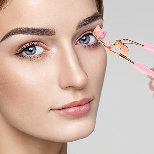Pink Eyelash Curler Kit with 10 Replacement Pads - Professional Makeup Tool