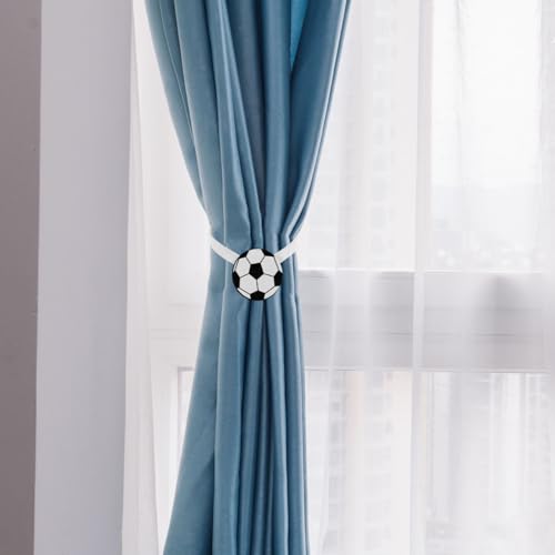 Football Curtain Tiebacks - 2pcs Magnetic Drapery Holdbacks for Kids Room