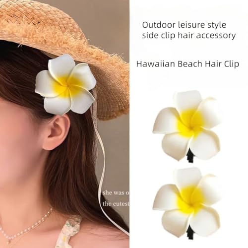 7PCS Plumeria Hawaiian Flower Hair Clips for Women - Bridal & Beach