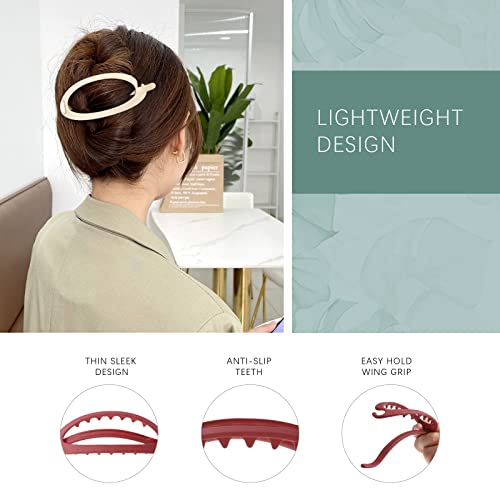 AWAYTR French Concord Claw Clips - 6 Pack Large Flat Hair Clips for Styling
