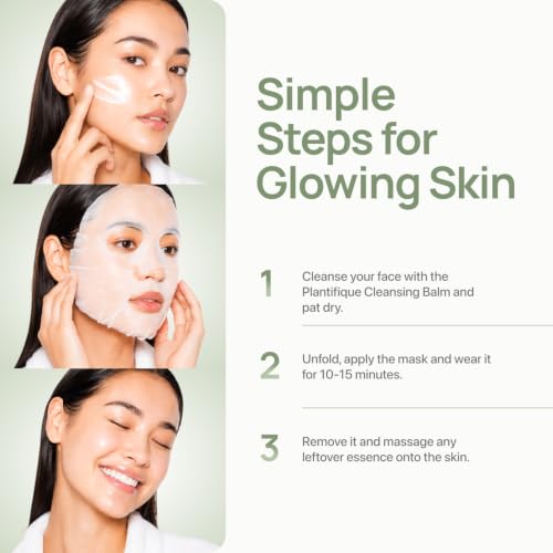 PLANTIFIQUE Korean Face Sheet Mask Variety Pack - Hydrate, Calm, Brighten, 10 Masks