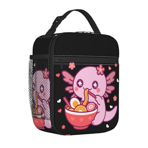 Insulated Axolotl Lunch Box for Kids - Pink Ramen Theme