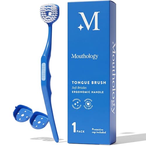 Tongue Cleaner Brush for Adults - Soft Bristle Tongue Scraper with Cap