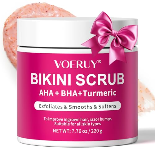 VOERUY Bikini Exfoliating Scrub with AHA+BHA & Turmeric - Smooth Skin, Reduce Ingrown Hairs