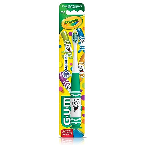 GUM Crayola Pip-Squeaks Kids Toothbrush Set, 4 Pack - Ultra-Soft