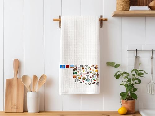 Oklahoma State Map Kitchen Towel - Soft Absorbent Tea Towel