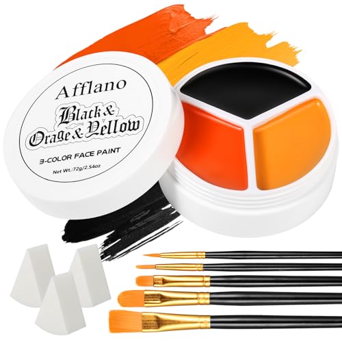Black Orange Yellow Face & Body Paint Kit Halloween SFX Makeup 9 pcs