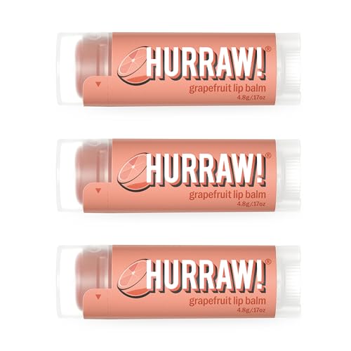 HURRAW! Grapefruit Lip Balm - Organic, Vegan & Cruelty-Free (3 Pack)
