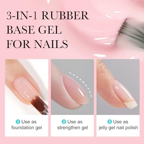 VENALISA Transparent Pink Rubber Base Gel Nail Polish Set of 6 | Soak-Off UV/LED Manicure Kit