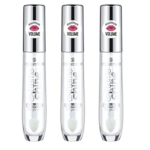Essence Extreme Shine Volume Lip Gloss - 3 Pack, Crystal Clear, Vegan & Cruelty-Free
