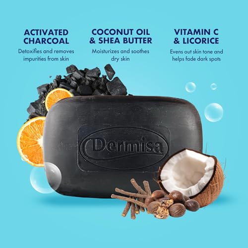 Dermisa Detoxifying Charcoal Bar Soap - Deep Pore Cleansing, 3 Pack