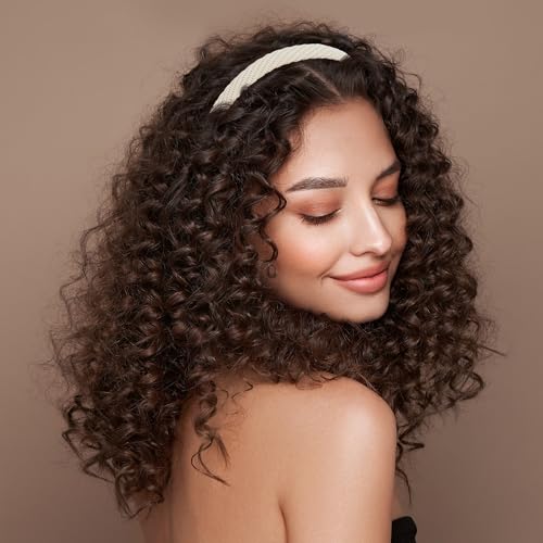 Incinkod 6 Pack Thin Non-Slip Knit Headbands for Women - Black, White, Khaki, Coffee, Pink, Yellow