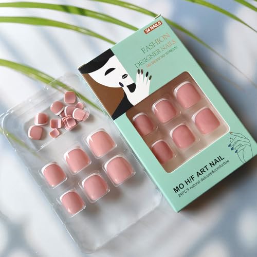 24 Pcs White French Tip Press On Toenails - Short Square Acrylic