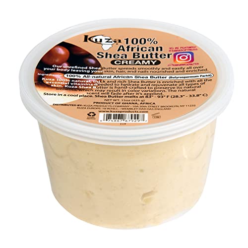 Kuza 100% Pure African Shea Butter - 15oz Moisturizer for Hair, Skin & Nails