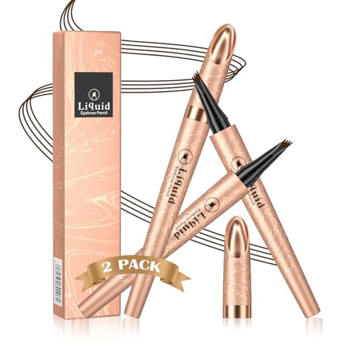 4-Fork Tip Eyebrow Pen - Lift & Snatch Brow Pencil, 2 PCS Dark Brown