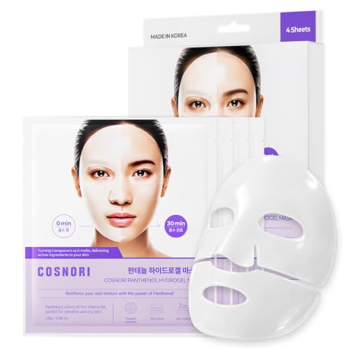 COSNORI Panthenol Hydrogel Mask 4 Pack - Calming & Hydrating Facial Mask for Sensitive Skin