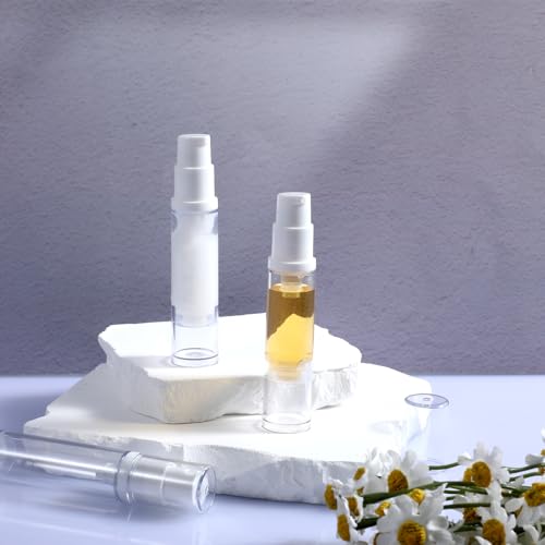4 Pack 10ml Airless Pump Bottles for Travel - Refillable Toiletry Containers