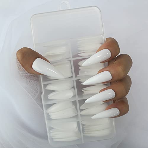 Medium Long Stiletto Press-On Nails - 100PC Glossy Fake Nails