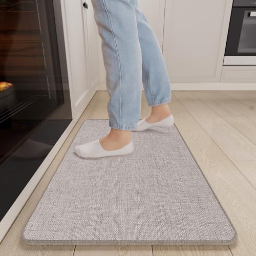 Non-Slip Washable Kitchen Mat 17"x30" | Light Brown Beige with Rubber Backing