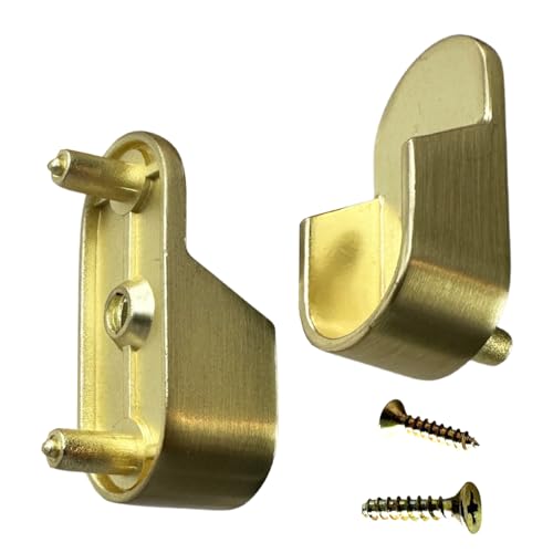 Satin Brass Oval Closet Rod End Supports - 15mm x 30mm, 1 Pair